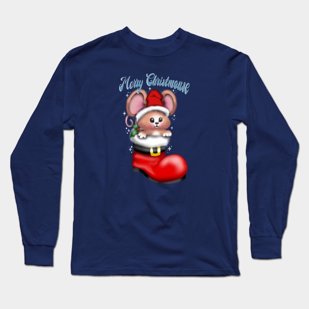 Merry Christmouse Long Sleeve T-Shirt by Manxcraft